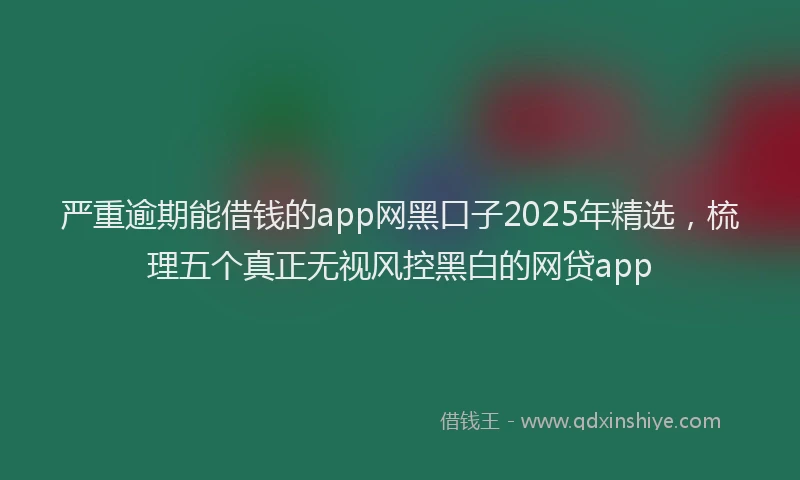 严重逾期能借钱的app网黑口子2025年精选，梳理五个真正无视风控黑白的网贷app