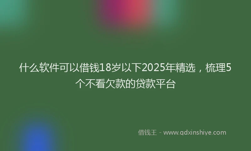 什么软件可以借钱18岁以下2025年精选，梳理5个不看欠款的贷款平台