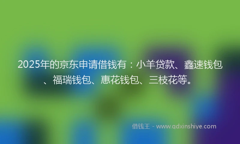 2025年的京东申请借钱有：小羊贷款、鑫速钱包、福瑞钱包、惠花钱包、三枝花等。