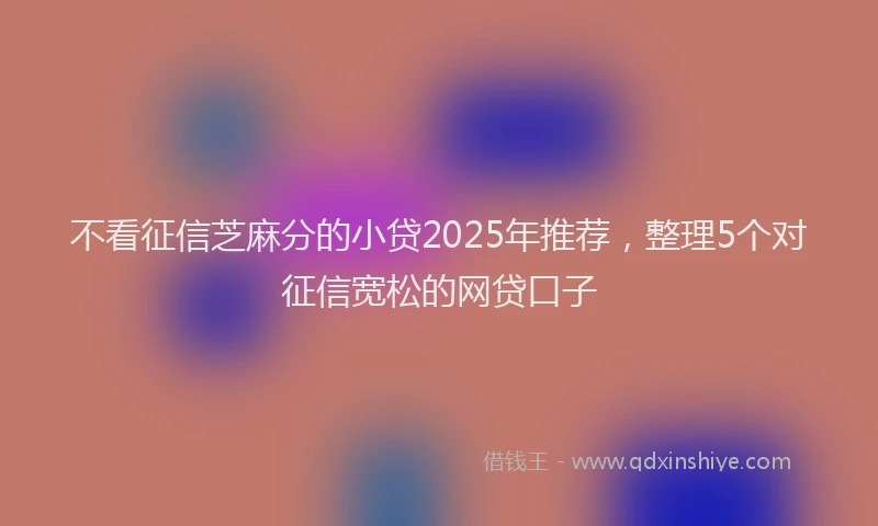 不看征信芝麻分的小贷2025年推荐，整理5个对征信宽松的网贷口子