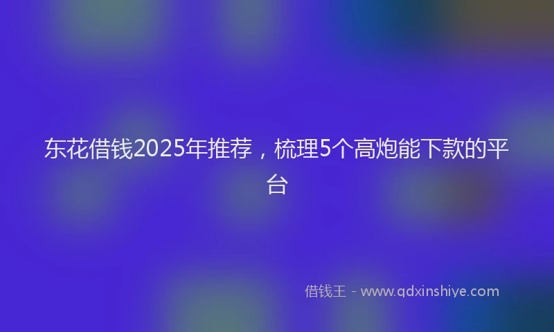 东花借钱2025年推荐，梳理5个高炮能下款的平台