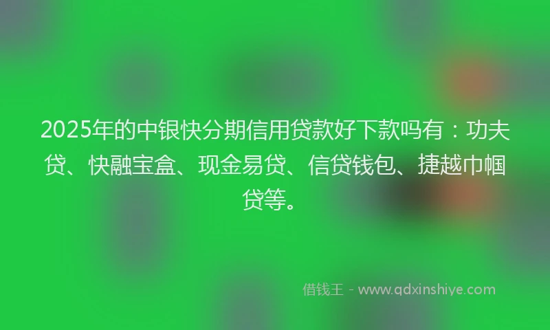2025年的中银快分期信用贷款好下款吗有：功夫贷、快融宝盒、现金易贷、信贷钱包、捷越巾帼贷等。
