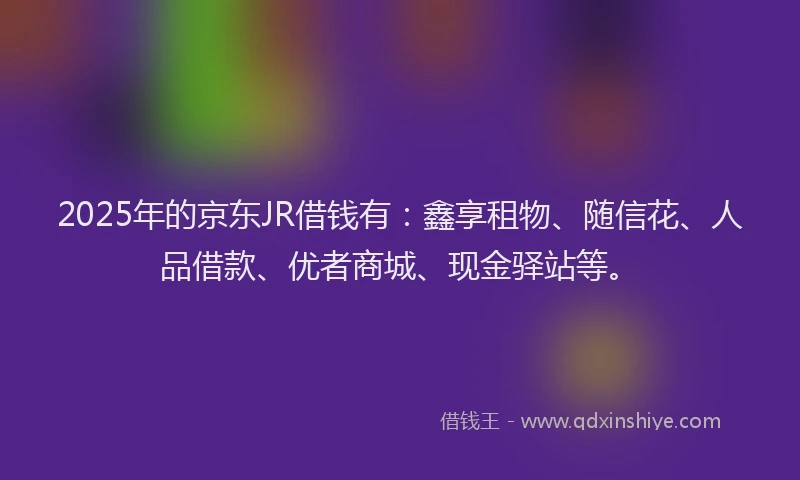 2025年的京东JR借钱有：鑫享租物、随信花、人品借款、优者商城、现金驿站等。