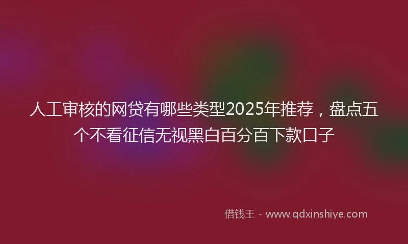 人工审核的网贷有哪些类型2025年推荐，盘点五个不看征信无视黑白百分百下款口子