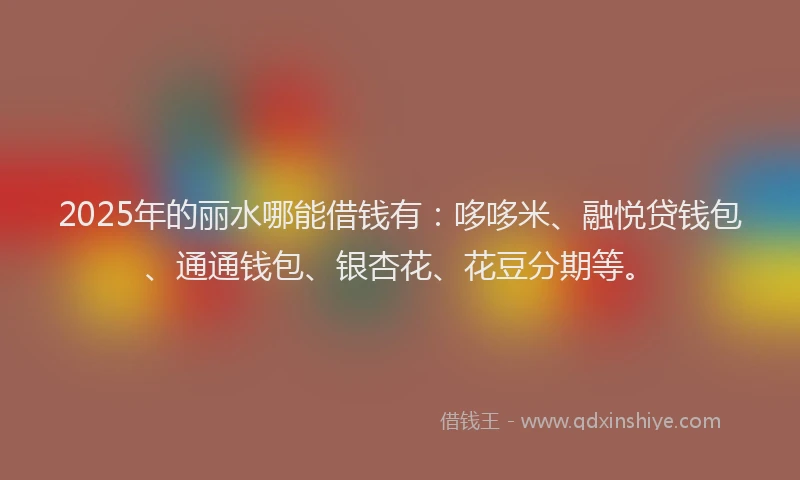 2025年的丽水哪能借钱有：哆哆米、融悦贷钱包、通通钱包、银杏花、花豆分期等。