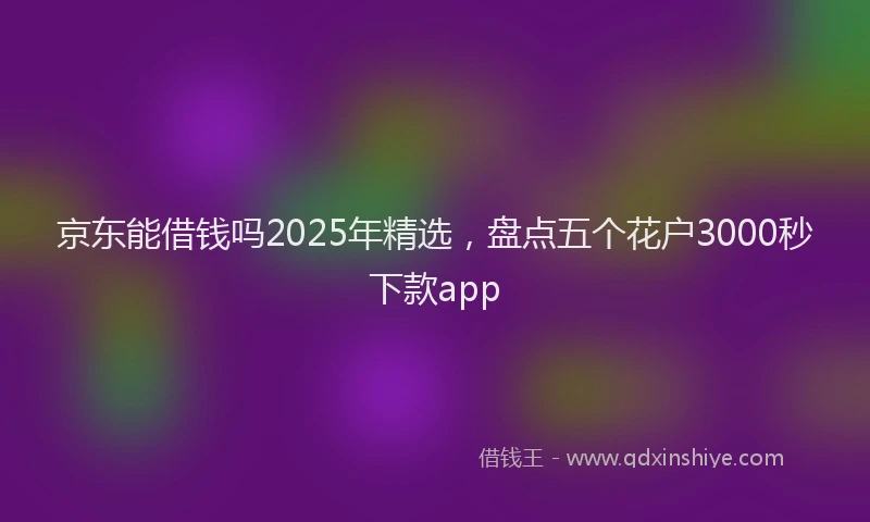 京东能借钱吗2025年精选，盘点五个花户3000秒下款app