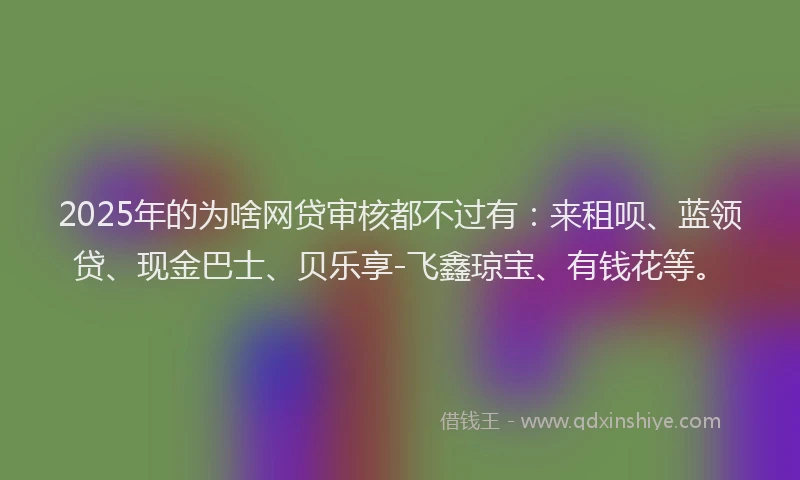 2025年的为啥网贷审核都不过有：来租呗、蓝领贷、现金巴士、贝乐享-飞鑫琼宝、有钱花等。