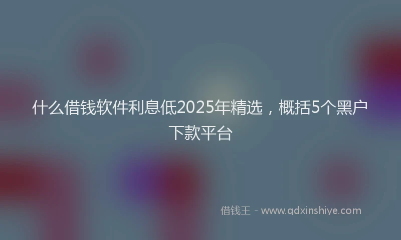 什么借钱软件利息低2025年精选，概括5个黑户下款平台