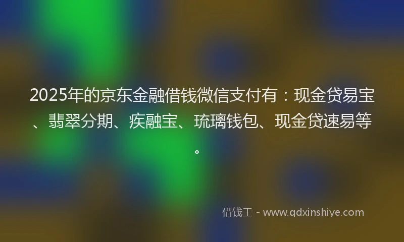 2025年的京东金融借钱微信支付有：现金贷易宝、翡翠分期、疾融宝、琉璃钱包、现金贷速易等。