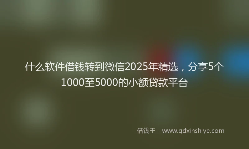 什么软件借钱转到微信2025年精选，分享5个1000至5000的小额贷款平台