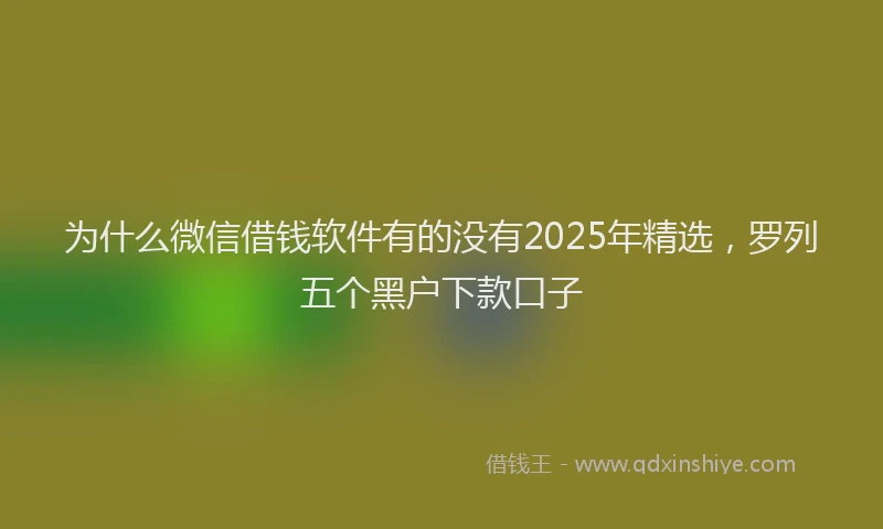 为什么微信借钱软件有的没有2025年精选，罗列五个黑户下款口子