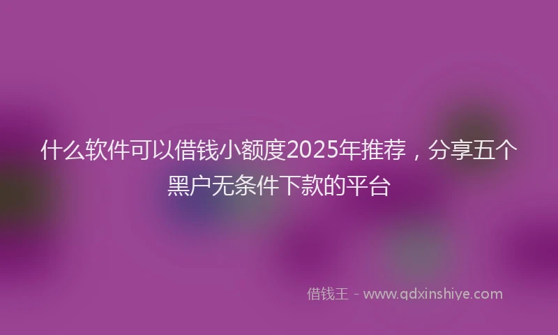 什么软件可以借钱小额度2025年推荐，分享五个黑户无条件下款的平台