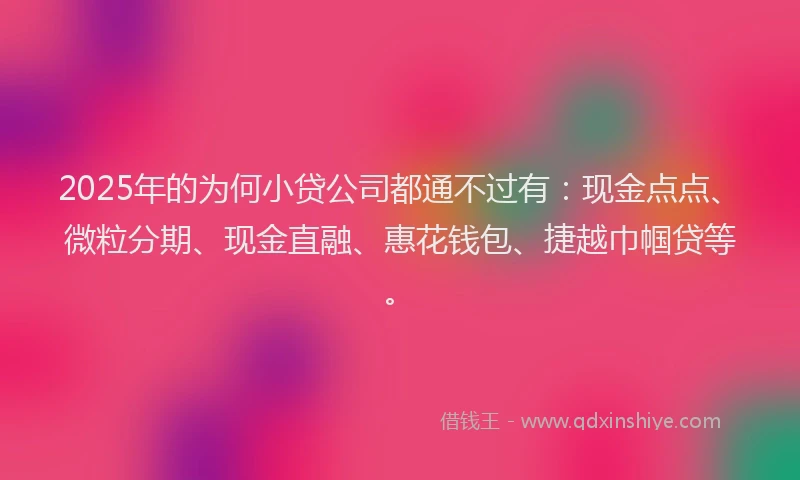 2025年的为何小贷公司都通不过有：现金点点、微粒分期、现金直融、惠花钱包、捷越巾帼贷等。