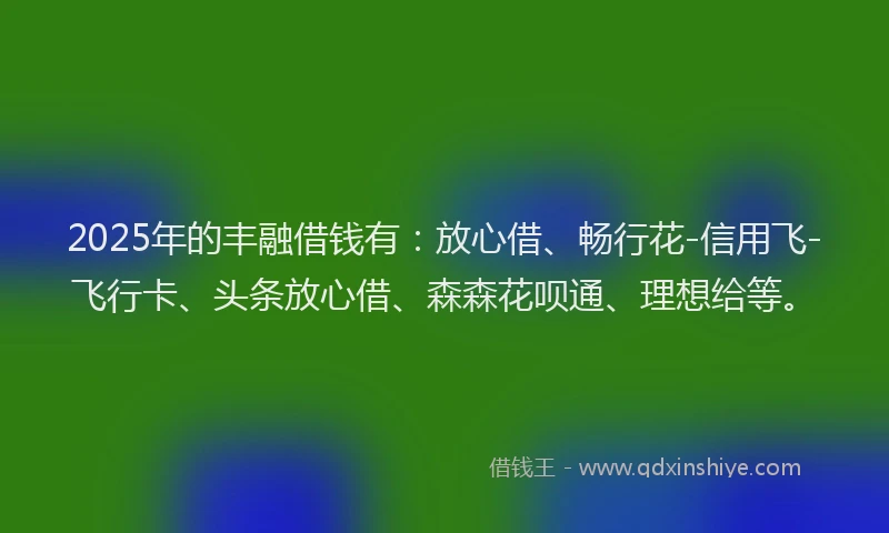 2025年的丰融借钱有：放心借、畅行花-信用飞-飞行卡、头条放心借、森森花呗通、理想给等。