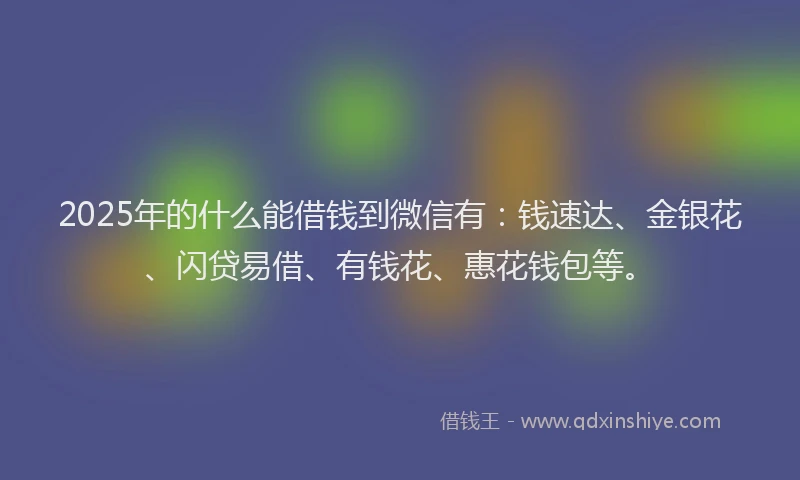 2025年的什么能借钱到微信有：钱速达、金银花、闪贷易借、有钱花、惠花钱包等。