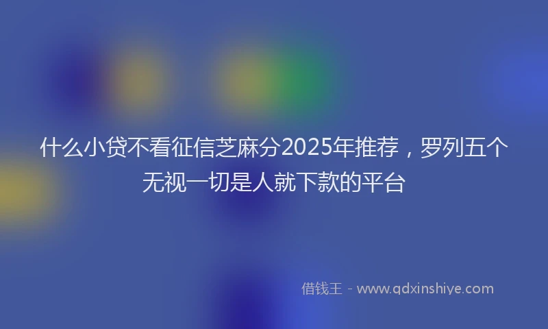 什么小贷不看征信芝麻分2025年推荐，罗列五个无视一切是人就下款的平台