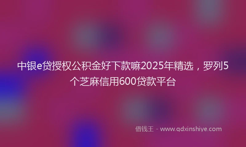 中银e贷授权公积金好下款嘛2025年精选，罗列5个芝麻信用600贷款平台