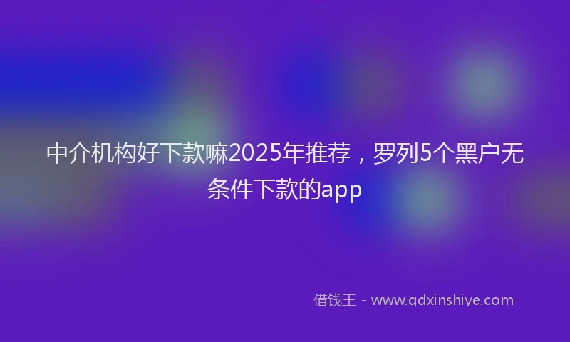 中介机构好下款嘛2025年推荐，罗列5个黑户无条件下款的app