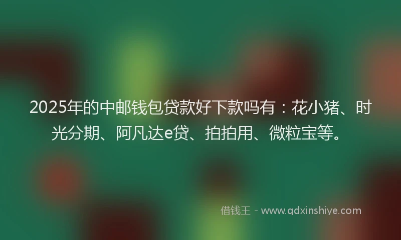 2025年的中邮钱包贷款好下款吗有：花小猪、时光分期、阿凡达e贷、拍拍用、微粒宝等。