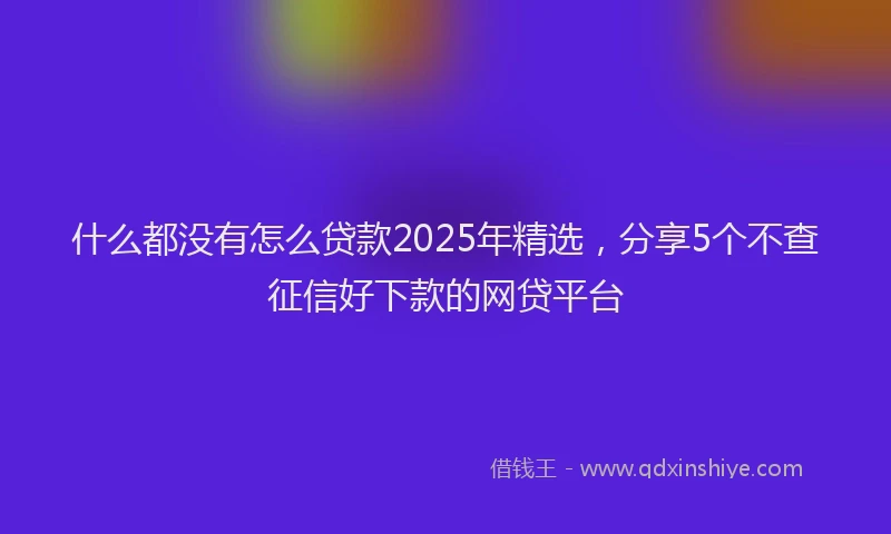 什么都没有怎么贷款2025年精选，分享5个不查征信好下款的网贷平台