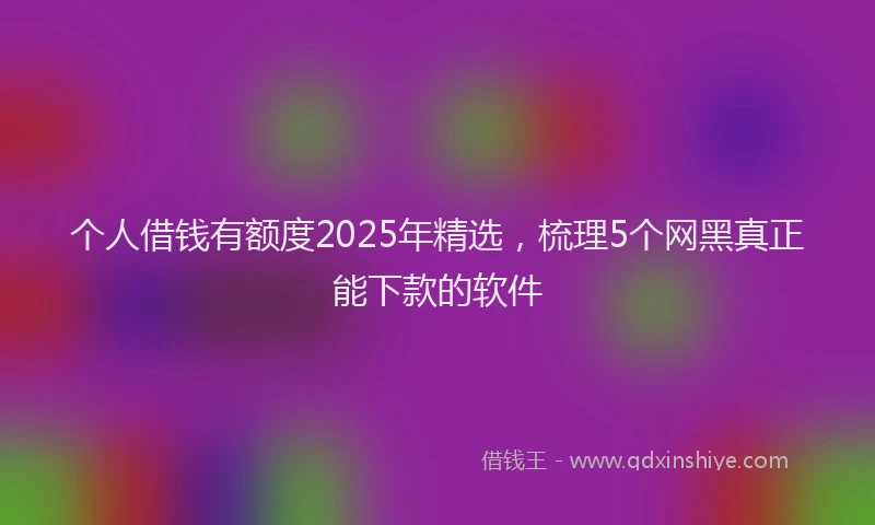 个人借钱有额度2025年精选，梳理5个网黑真正能下款的软件