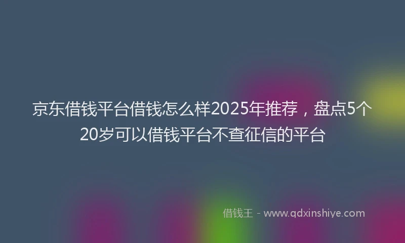 京东借钱平台借钱怎么样2025年推荐，盘点5个20岁可以借钱平台不查征信的平台
