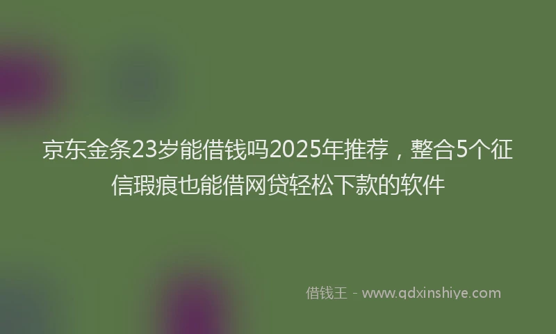 京东金条23岁能借钱吗2025年推荐，整合5个征信瑕疵也能借网贷轻松下款的软件