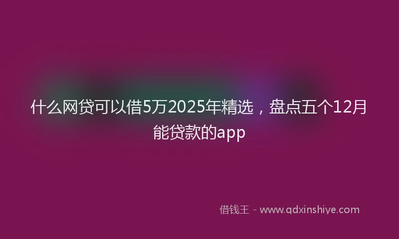 什么网贷可以借5万2025年精选，盘点五个12月能贷款的app