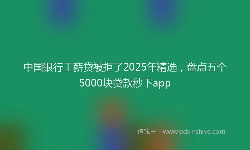 中国银行工薪贷被拒了2025年精选，盘点五个5000块贷款秒下app