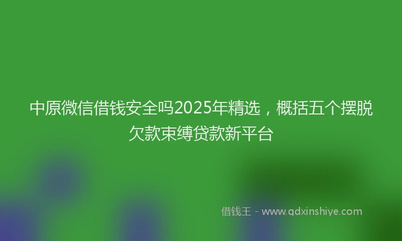 中原微信借钱安全吗2025年精选，概括五个摆脱欠款束缚贷款新平台