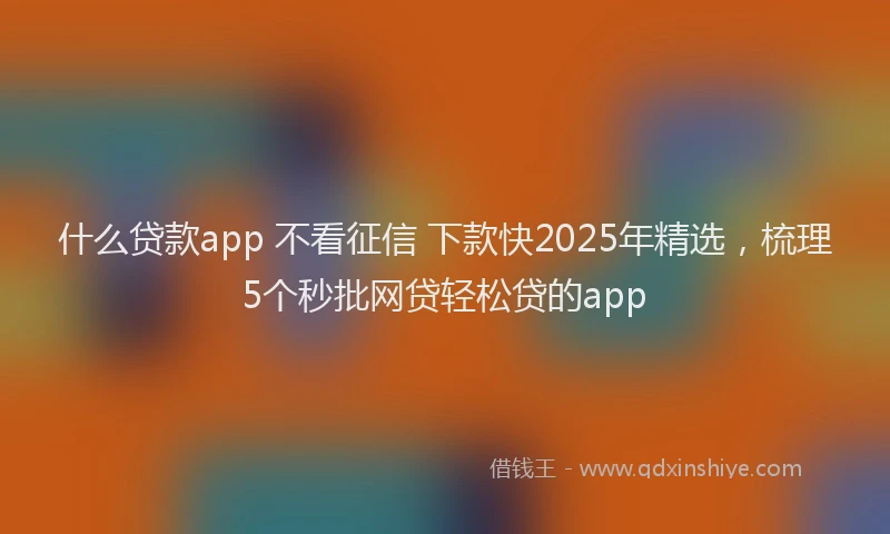 什么贷款app 不看征信 下款快2025年精选，梳理5个秒批网贷轻松贷的app
