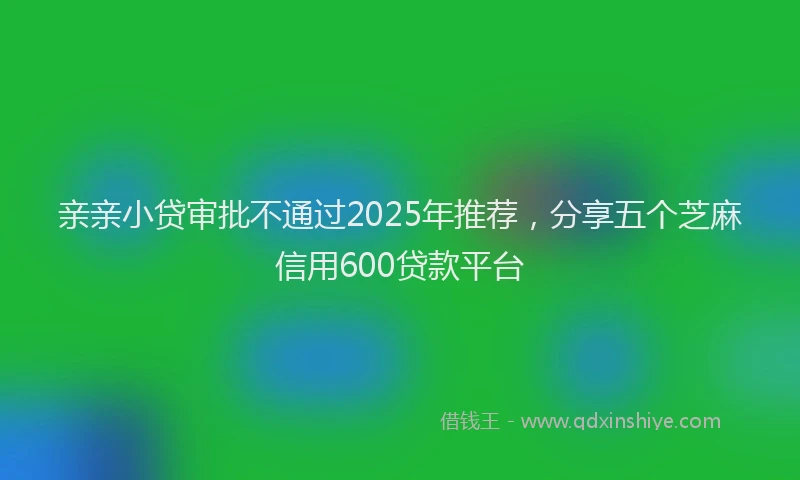 亲亲小贷审批不通过2025年推荐，分享五个芝麻信用600贷款平台