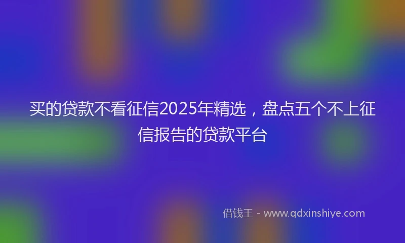 买的贷款不看征信2025年精选，盘点五个不上征信报告的贷款平台