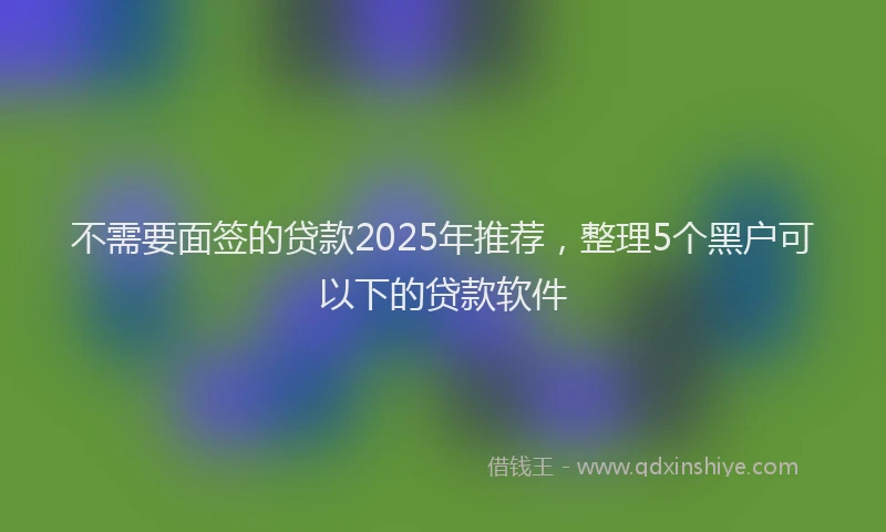 不需要面签的贷款2025年推荐，整理5个黑户可以下的贷款软件
