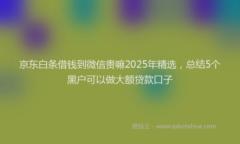 京东白条借钱到微信贵嘛2025年精选，总结5个黑户可以做大额贷款口子