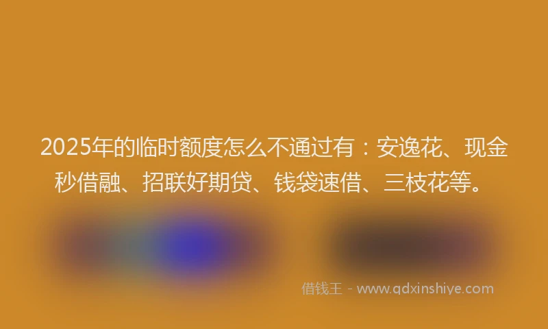 2025年的临时额度怎么不通过有：安逸花、现金秒借融、招联好期贷、钱袋速借、三枝花等。