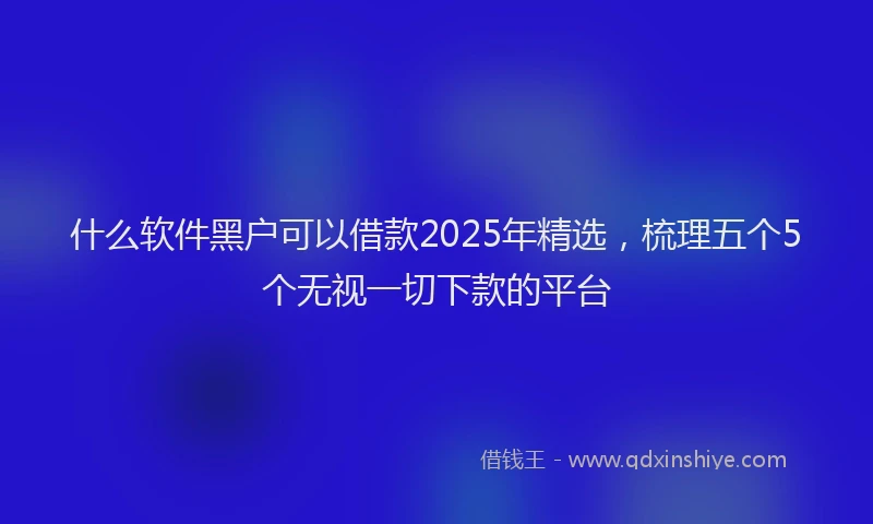什么软件黑户可以借款2025年精选，梳理五个5个无视一切下款的平台