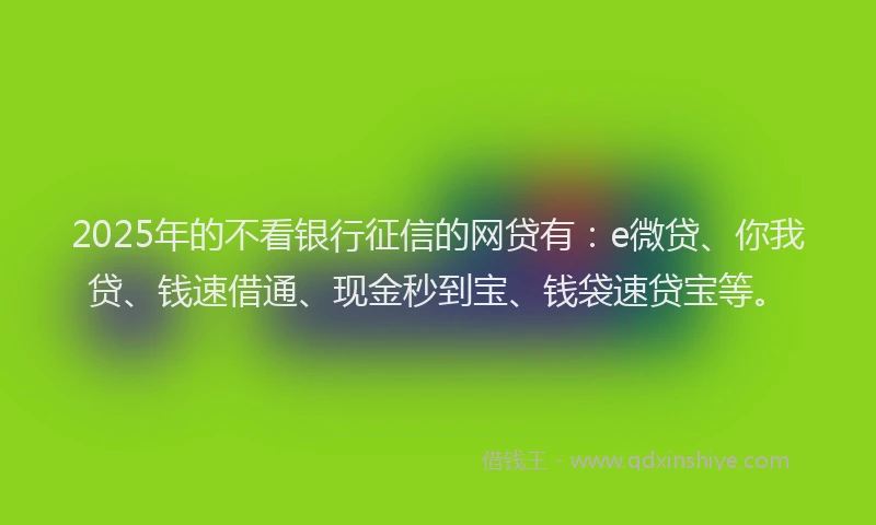 2025年的不看银行征信的网贷有：e微贷、你我贷、钱速借通、现金秒到宝、钱袋速贷宝等。