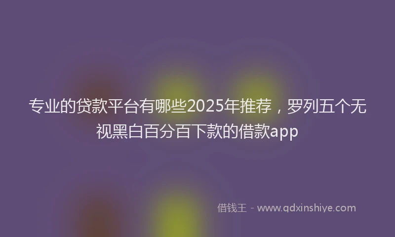 专业的贷款平台有哪些2025年推荐，罗列五个无视黑白百分百下款的借款app