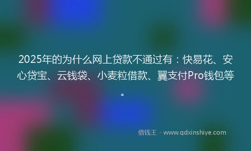2025年的为什么网上贷款不通过有：快易花、安心贷宝、云钱袋、小麦粒借款、翼支付Pro钱包等。