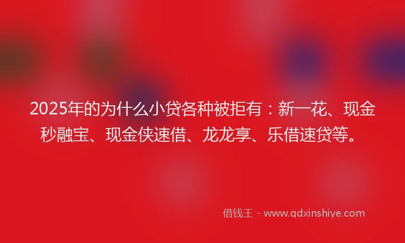 2025年的为什么小贷各种被拒有：新一花、现金秒融宝、现金侠速借、龙龙享、乐借速贷等。