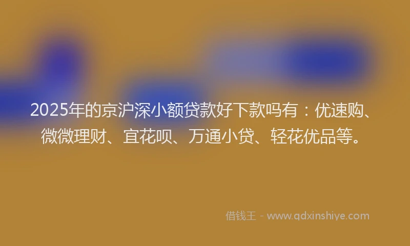2025年的京沪深小额贷款好下款吗有：优速购、微微理财、宜花呗、万通小贷、轻花优品等。