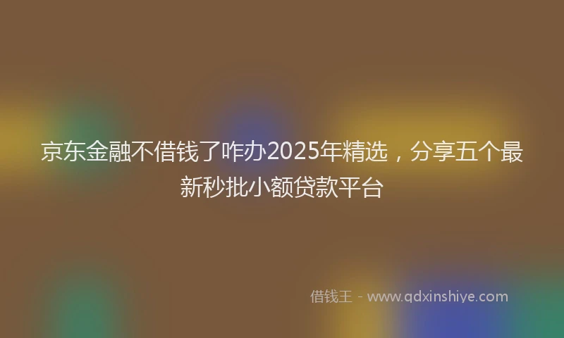 京东金融不借钱了咋办2025年精选，分享五个最新秒批小额贷款平台