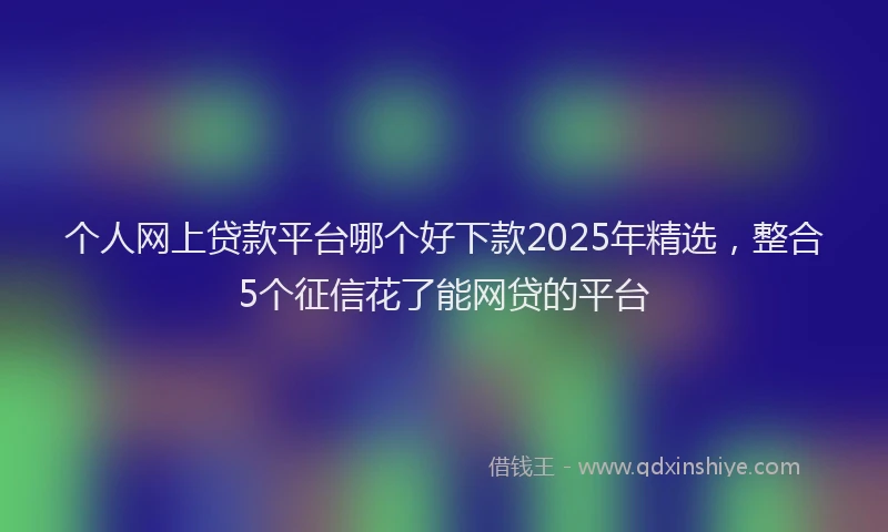 个人网上贷款平台哪个好下款2025年精选，整合5个征信花了能网贷的平台