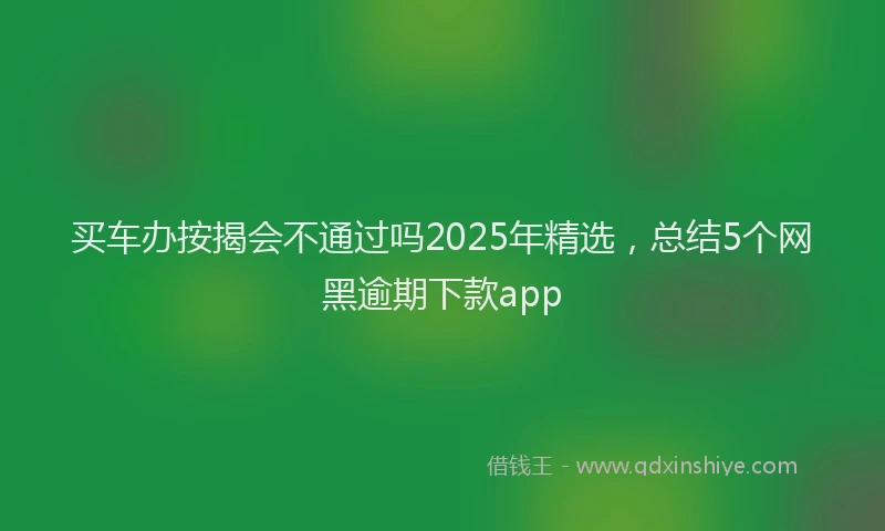 买车办按揭会不通过吗2025年精选，总结5个网黑逾期下款app