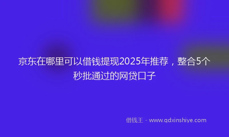 京东在哪里可以借钱提现2025年推荐，整合5个秒批通过的网贷口子