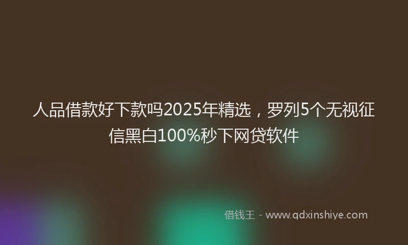 人品借款好下款吗2025年精选，罗列5个无视征信黑白100%秒下网贷软件