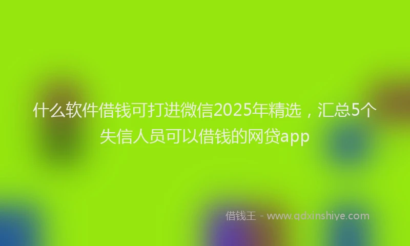 什么软件借钱可打进微信2025年精选，汇总5个失信人员可以借钱的网贷app