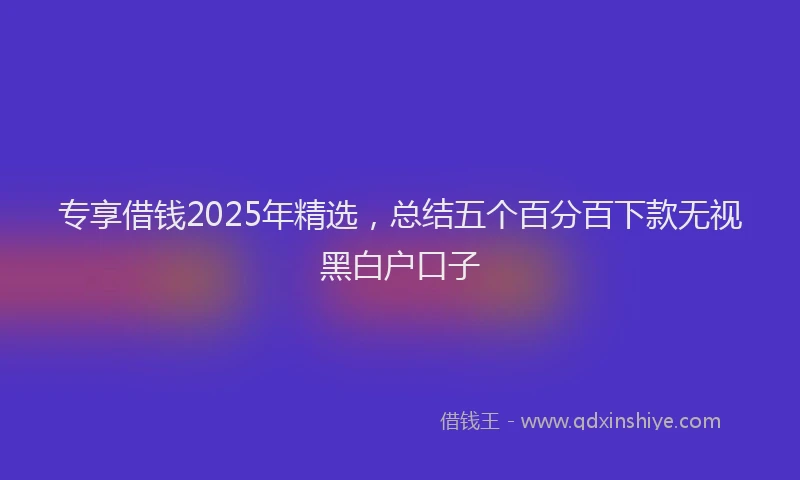 专享借钱2025年精选，总结五个百分百下款无视黑白户口子