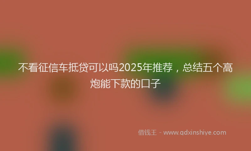 不看征信车抵贷可以吗2025年推荐，总结五个高炮能下款的口子
